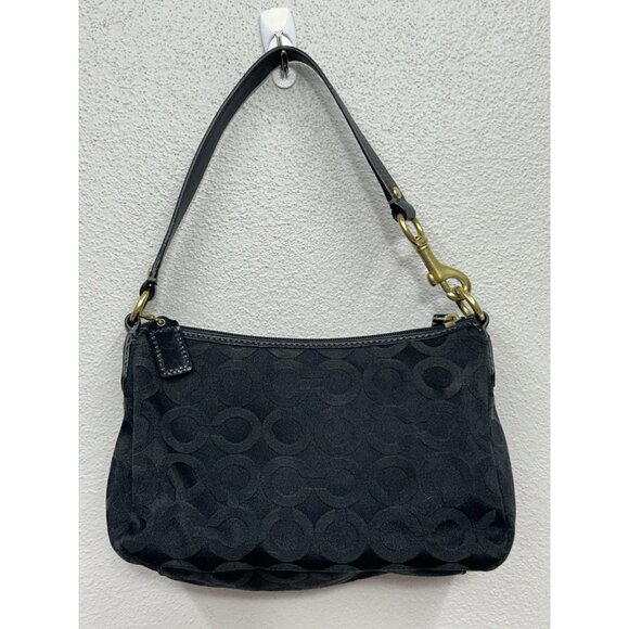 Coach Teri Hobo small Bag Signature C Black Leather Shoulder *EUC - Picture 2 of 12